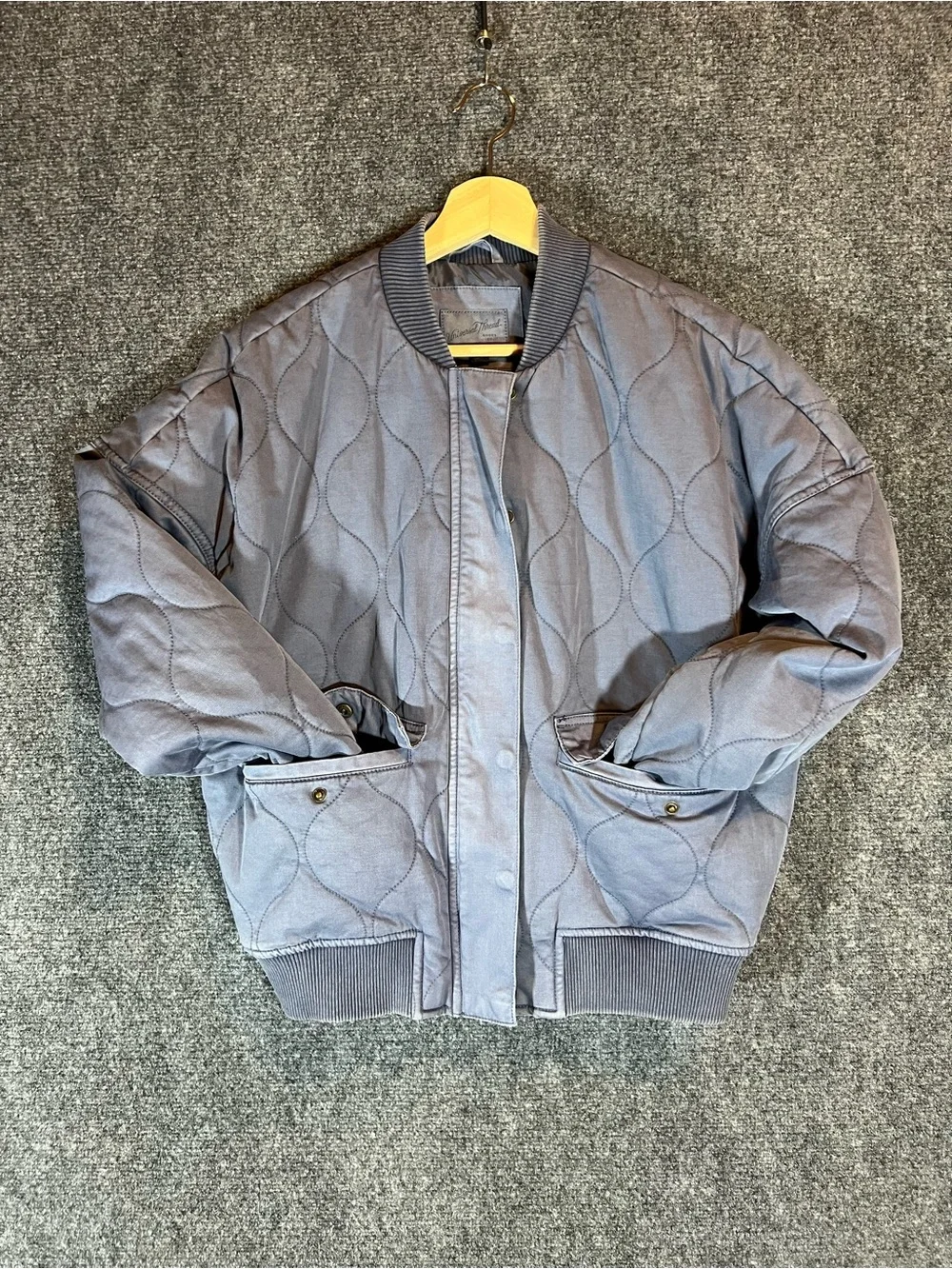 Quilted Bomber Jacket - Dusty Blue